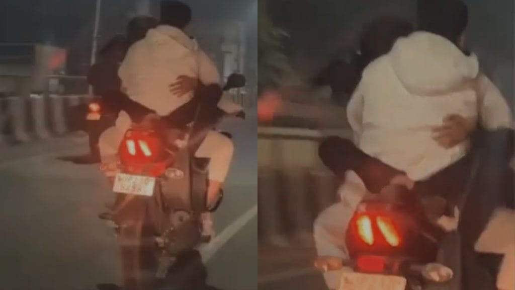 आशिकी का भूत सवार: बाइक पर खुलेआम रोमांस, वीडियो हुआ वायरल