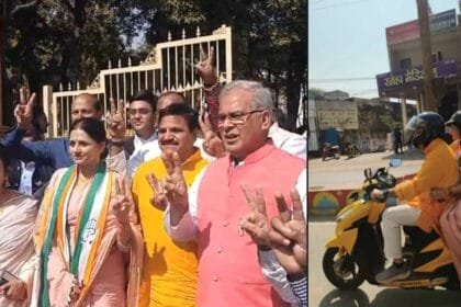 स्कूटी पर नामांकन दाखिल करने पहुंचीं दीप्ति दुबे