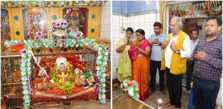 रायपुर: देवी मंदिरों में सपरिवार पूजा करने पहुंचे MP बृजमोहन अग्रवाल