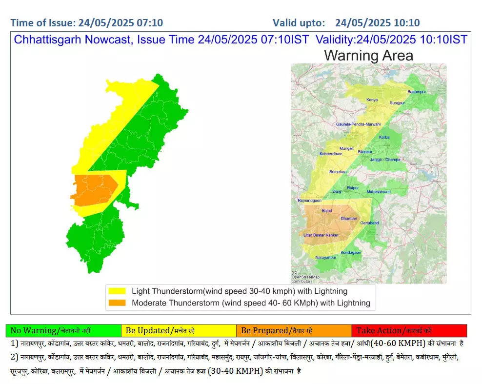 रायपुर में बारिश से मिली राहत, कई जिलों में येलो और ऑरेंज अलर्ट जारी