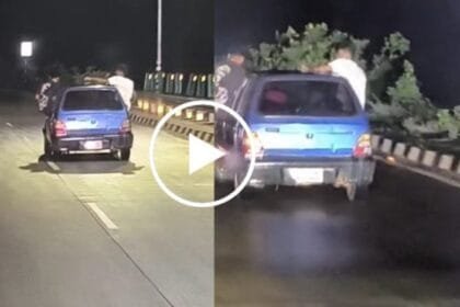 चलती कार की खिड़की से स्टंट, धमतरी-रायपुर रोड पर युवकों का हंगामा