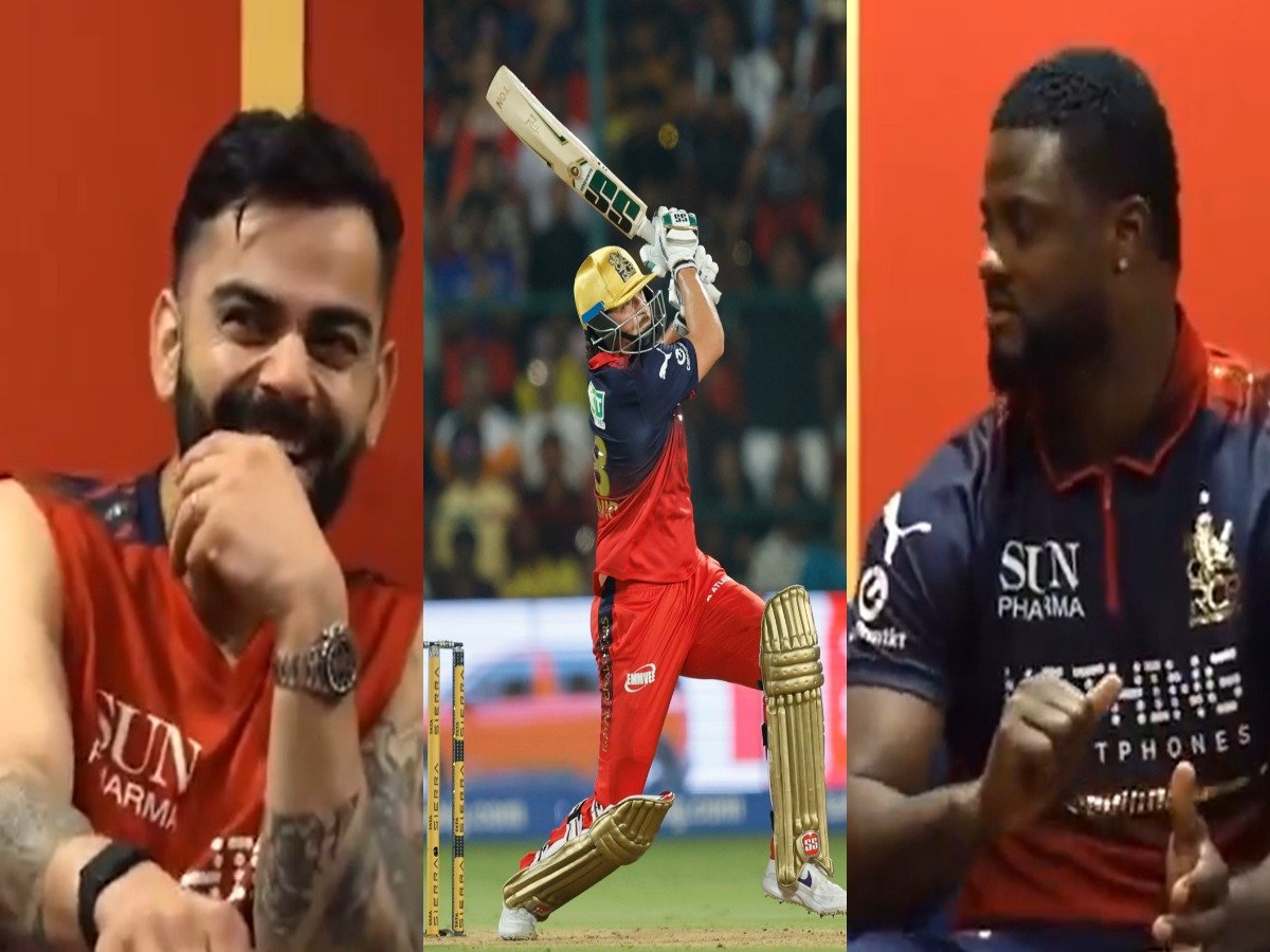 कोहली भी नहीं रोक पाए हंसी, टीम डेविड के तारीफ में शेफर्ड के अश्लील इशारे..video