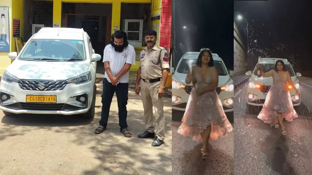 छत्तीसगढ़: चलती कार की छत पर चढ़कर मनाया बर्थडे, बीयर उड़ाती युवती का VIDEO वायरल