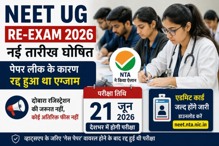NEET UG Re-Exam 2026 की नई तारीख घोषित