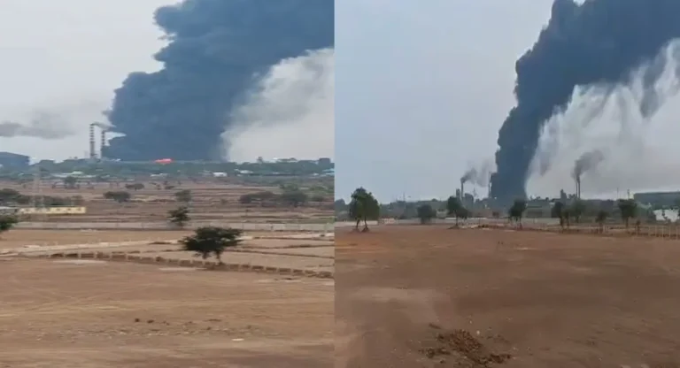 सुबह-सुबह मचा हड़कंप! मंदिर हसौद के स्टील प्लांट से उठने लगा काला धुआं